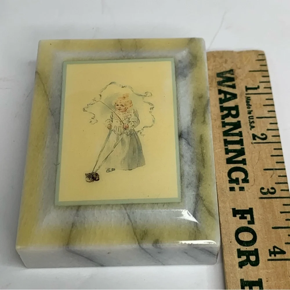 The Magic Kitten by Maud Humphrey Bogart Marble Trinket Box & Paperweight 1987